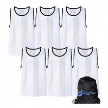 6/12 PCS Youth Pinnies Vertical Stripe Breathable Mesh Pennies For Soccer Basketball Sports