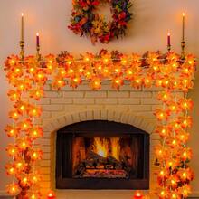 1pc 10/20/30 Lights 2/3/4.5m Maple Leaf String Lights, Suitable For Room Decor, Living Room, Wall Decoration, Autumn Atmosphere, Girly, Holiday, Halloween Lighting - Yellow - View 1
