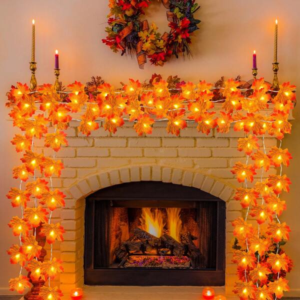 1pc 10/20/30 Lights 2/3/4.5m Maple Leaf String Lights, Suitable For Room Decor, Living Room, Wall Decoration, Autumn Atmosphere, Girly, Holiday, Halloween Lighting