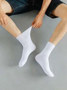 5 Pairs Men's Loose Top Comfortable Breathable Mid-Calf Socks, Non-Binding, Suitable For Elderly, Outdoor Wear, High Arches And Diabetics, Fall