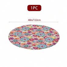 1/36 pièces Style bohème Nappe ronde de 48 po/54 po à imprimé floral vintage numérique, housse de table élastique pour protection, résistante aux rayures, convient pour un usage quotidien, intérieur/extérieur, décoration de la maison, cadeaux, camping - Nappe extensible - Voir 15