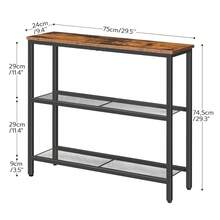 HOOBRO Console Table For Hallway Slim, Narrow Console Table, Hallway Table With 3 Shelves, Slim Sofa Table For Small Spaces, Living Room, Metal Mesh Frame, Rustic Brown And Black - Brown - View 8