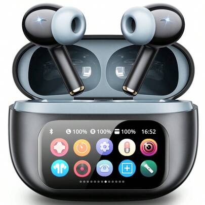 G01 Wireless Earphones With ANC Noise Cancelling Bluetooth 5.4 Ear Buds With Multifunctional Touch Screen For Sports,Travel,Gift