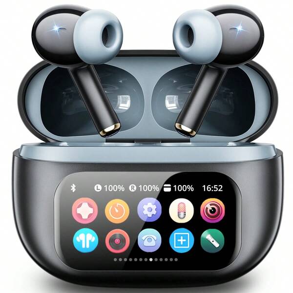 G01 Wireless Earphones With ANC Noise Cancelling Bluetooth 5.4 Ear Buds With Multifunctional Touch Screen For Sports,Travel,Gift