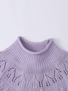 Annil Áo len dệt kim tay dài cổ giữa tay raglan dành cho bé gái với thiết kế dệt kim kiểu Fair Isle ấm áp, ngọt ngào cho mùa đông, được thiết kế cho trẻ lớn và thanh thiếu niên. - Màu tím - Xem 4