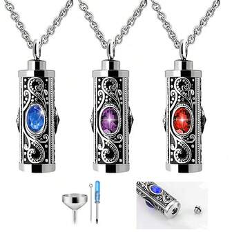 Collar de urna de cremación de cristal para cenizas, joya conmemorativa de cremación para cenizas humanas, colgante conmemorativo de acero inoxidable con flor para mujeres