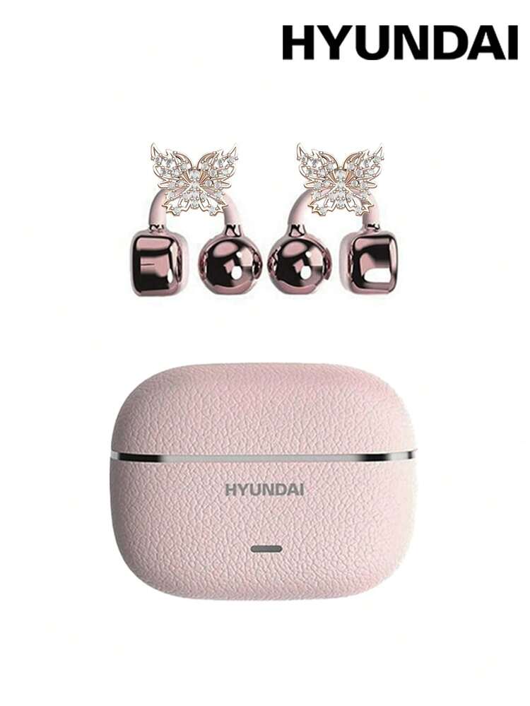 Fones de Ouvido Bluetooth Fashionable HYUNDAI HY-C03 com Clipe de Acessório de Fone de Ouvido em Formato de Borboleta, Estilo Open-Ear, Longa Duração de Bateria, Baixa Latência, Som Surround, Música de Alta Qualidade, Jogos, Chamadas, Cancelamento de Ruído, Fones de Ouvido Esportivos Sem Fio, Sem Necessidade de Perfuração, Acessório de Brinco Estiloso, Presente para Mulheres - Brincos de borboleta multicoloridos + ouro rosa - Visão 13