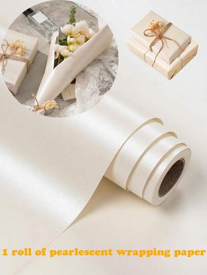 1 Roll Matte Metallic Wrapping Paper, Solid Color Paper, Gift Wrapping Paper, Perfect For Weddings, Valentine's Day, Birthdays, Christmas, DIY Bouquets, Metallic Texture Christmas Gift Wrapping Paper, Accessories DIY Christmas Element Decorative Paper, Solid Color Pattern, Matte Wrapping Paper (Beige Pearlescent)