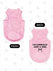 LUCKIE LABO 1pc Fashionable Slogan Graphic Print Breathable Sleeveless Vest, Anti-Flea & Shedding For Cats & Dogs Indoor/Outdoor Use - Pink - View 6
