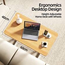 Escritorio Portátil, Mesa para Laptop, 60x40 cm, Mesa Auxiliar con Ruedas para Sala y Dormitorio,Escritorio para Computadora Portátil, Ideal para Sofá, Dormitorio u Oficina en Casa - Marrón Mocha - Ver 6