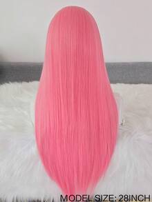 websterwigs 24 Inch Long Straight Pink Synthetic Lace Front Wig, No Glue Needed, Fashionable For Women, Halloween - Multicolor - View 8