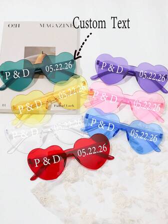 1pc/10pcs/20pcs/Exquisite Heart-Shaped Bridal Party Fashion Glasses, Retro Style Heart-Shaped Fashion Glasses, Perfect Bridesmaid Gift, Fashionable Frameless Fashion Glasses. Bridal Fashion Glasses, Bachelorette Party Fashion Glasses