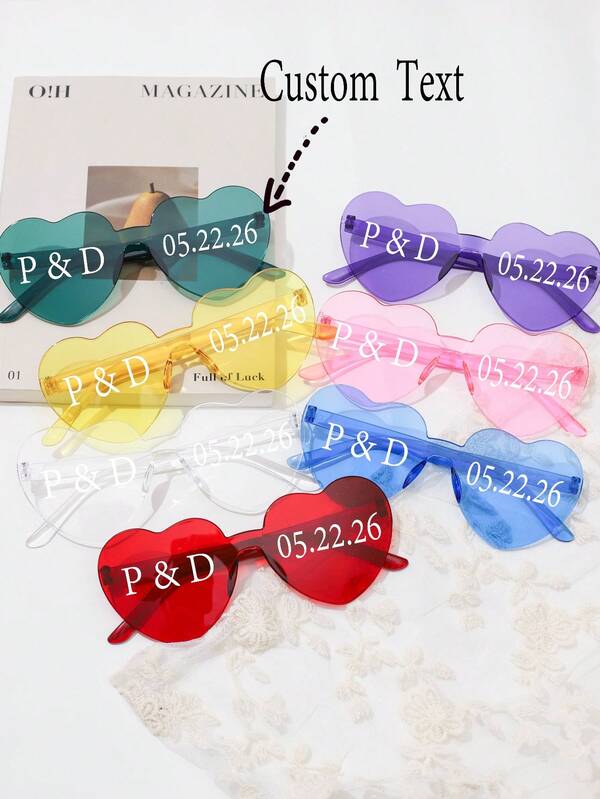 1pc/10pcs/20pcs/Exquisite Heart-Shaped Bridal Party Fashion Glasses, Retro Style Heart-Shaped Fashion Glasses, Perfect Bridesmaid Gift, Fashionable Frameless Fashion Glasses. Bridal Fashion Glasses, Bachelorette Party Fashion Glasses