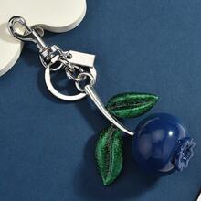 1 Pc New Fruit Creative Cute Blueberry Bag Keychain Cherry Pendant Cherry Pendant Cherry Pendant - 藏蓝色 - 查看 2