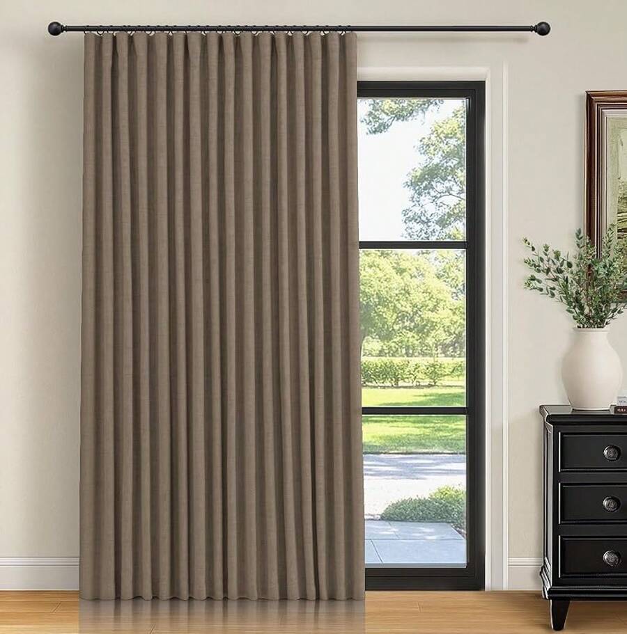 % Blackout Curtains Bedroom, 84 Inch Long Blackout Curtains, Clip Rings Linen Drapes, Thermal Insulated Room Darkening Living Room, 2 Panels - Beige, W50xL84, Bedroom Decor - Linen Brown - View 1