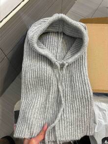 OBOVAY 1件/2件装 女士灰色抽绳仿领羊毛拉法帽 户外滑雪保暖针织面颈防护面罩帽 适合冬季防寒，颜色和款式随机，圣诞礼物 - 淺灰色 - 查看 6