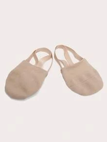 Girls Knitted Half-Soled Dance Shoes, Half-Toed Shoes, Cheerleading Rhythmic Gymnastics Shoes, Socks Ballet Shoes, Jazz Stretch Rotating Shoes - Apricot - View 2