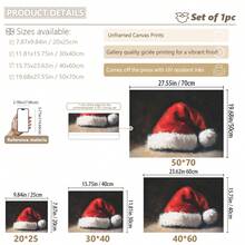 1pc, Canvas Wall Art, Christmas Frame Wall Decoration, Vintage Classic Santa Hat Art, Rustic Christmas Decor, Winter Retro Poster, Santa Claus Oil Painting, Winter Decor Poster, Minimalist Wall Decor, Modern Art, Contemporary Home Decor