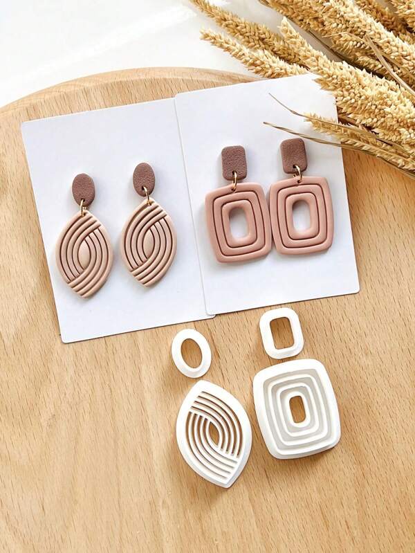 4Pcs Embossing Polymer Clay Cutters, Summer Boho Embossing Clay Earring Cutter For Polymer Clay Jewelry Making, Polymer Clay Stud Earring Making Tool, Clay Jewelry Making Kit, Made By PLA