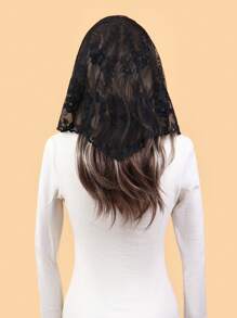 1pc Women's Lace Embroidery Triangular Scarf, Floral Breathable Headscarf/Shawl, Elegant Wedding Veil Scarf