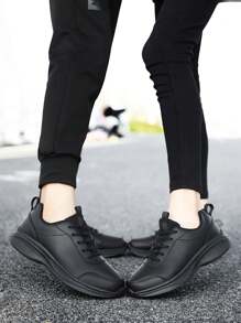 1 Pair Women/Men Waterproof Running Shoes, Soft Sole Casual Sport Sneakers, Black, Spring Autumn | 1 Pair Women's Brown Lace-Up Retro Style Thick Sole Breathable Athletic Shoes, Round Toe, 35-45