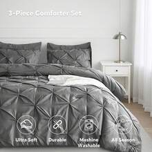 Luxury  Thick Quilt - 3-Piece Four Seasons Bedding Set, Warm And Comfortable Thick Comforter Set, Quilted Craftsmanship, Machine Washable Bedding Set, Suitable For Bedroom Decoration, Family Gifts, Includes 1 Quilt And 2 Pillowcases - 深灰色 - 查看 4