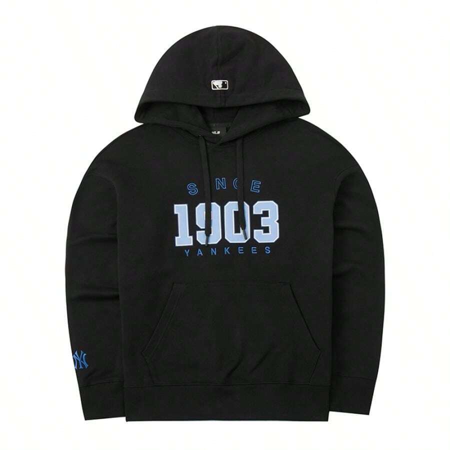 MLB Varsity Over Fit Hoodie, lockeres Kapuzen-Sweatshirt für Paare für Männer und Frauen, Freizeitoberteile, einfache und bequeme Pullover 3AHDV0144-50BKS