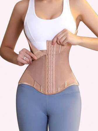 larrycard U-formad midjetränare korsett kvinnor knappade shapers bröstlyft midjetränare stålben bantning andningsbar shapewear