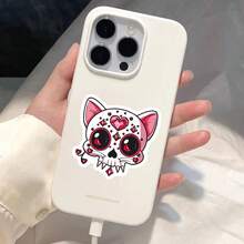 50pcs Matte Halloween Pink Skull Stickers, Suitable For Asymmetrical Shaped Phone Cases, Laptops, Water Bottles, Scrapbooks, Diaries - Multicolor - View 1