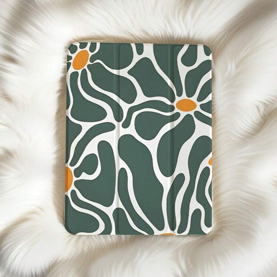 Suitable For IPad Air 4Th/ 5Th (10. 9 Inches), 7/ 8/ 9Th (10. 2 Inches), 5Th/ 6Th/ Air 1/ Air 2 (9. 7 Inches), Air 3Rd (10. 5 Inches), Pro (11 Inches), 10Th Generation 1P Green Floral Folding Flip Stand Pen Holder Drop Anti-Fall Case, Folding, Anti-Slip Adjustable Stand, Flexible Hybrid - 白色 - 查看 1