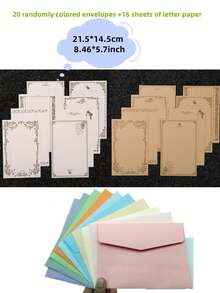 20/60pcs Multi-Color Letter Envelopes 16*11cm, Ins Style Paper Bags, 10-Color DIY Envelopes Romantic And Simple Envelopes Back To School