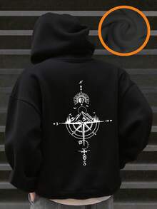 Tween Boy Graphic Print Thermal Lined Sweatshirt, Warm & Comfortable For Autumn/Winter - Black - View 3