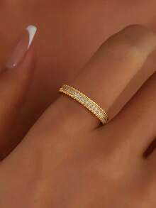 1 Pc S925 Sterling Silver Exquisite Round Bead Micro Inlaid Ring For Women Fine Ladies Jewelry Gift Party Gift Birthday Gift Daily Wear