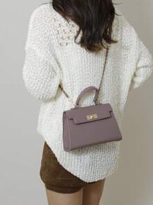 New Glossy Crocodile Pattern Women's Handbag, Large Capacity, Fashion & Elegant, Comes With Stylish Scarf, Can Be Worn As Shoulder Bag, Black