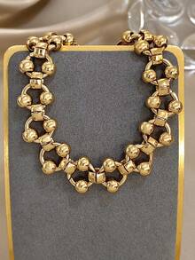 1 件简约奢华 18K 镀金不锈钢串珠手链 - 优雅双链女士珠宝、万圣节圣诞节感恩节波西米亚风珠宝日常派对夏季珠宝妈妈礼物、返校礼物生日礼物