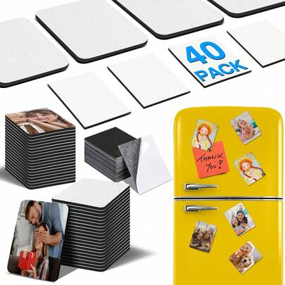 Sublimation Magnet Blanks 3x3 Inch, Sublimation Blank Products, 40Pcs Personalized Sublimation Fridge Refrigerator Magnets For Home Kitchen Office Decorative (Rectangular)