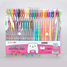 1pc 48/24/18/12 Colors Fluorescent Highlighter Pen, Glitter Gel Pen, Glow Pen, Shiny Jelly Pen For Journaling, Note Taking, Outlining, Watercolor Painting