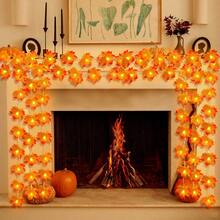 1pc 10/20/30 Lights 2/3/4.5m Maple Leaf String Lights, Suitable For Room Decor, Living Room, Wall Decoration, Autumn Atmosphere, Girly, Holiday, Halloween Lighting - Yellow - View 6