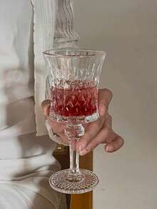 欧式浮雕水晶雕刻玻璃杯，钻石切割工艺，无铅水晶玻璃，香槟杯，冷饮杯，果汁杯，苏打水杯，适合日常使用，厨房，餐厅，婚礼，家庭聚会，派对，适合作为礼物，节日礼物 - 無色 - 查看 5