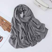 1pc Women's Wide-Banded Solid Color Breathable Head Scarf, Classic Minimalist Lightweight Long Scarf, Women's Daily Headwrap, Elegant Shawl