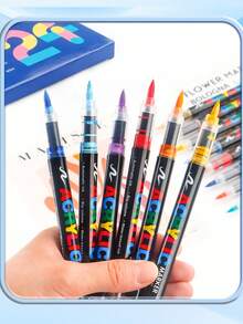 1 Set Of 72/60/48/36/24/12 Colors Acrylic Marker Pens, Liquid Ink Art Markers For Artists, Soft Tip Painting Brush, Waterproof & Fade Resistant, Graffiti Pens, High-Quality Pigment, Blendable