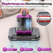 Glitzerlife USB-Aufladung Handheld drahtloser Entfernung von Milben UV-C-Licht und Ultraschall Sterilisierung Tiefenreinigung 99.9% Partikel 80000rpm Schlag maximale Laufzeit 35 Minuten 6-stufiges Filtersystem Doppelbehälter Staub und Milben trennen mit starker Saugfähigkeit 18kpa drahtloser Entfernung von Milben für Bett Sofa Teppich Decken