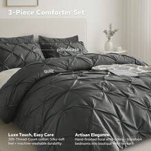 Luxury  Thick Quilt - 3-Piece Four Seasons Bedding Set, Warm And Comfortable Thick Comforter Set, Quilted Craftsmanship, Machine Washable Bedding Set, Suitable For Bedroom Decoration, Family Gifts, Includes 1 Quilt And 2 Pillowcases - 黑色 - 查看 3