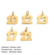 1 mặt dây chuyền số thép không gỉ tối giản, vòng tay, vòng cổ, bông tai, trang sức phụ kiện số may mắn tự làm, thích hợp để đeo hàng ngày và làm quà tặng - Vàng - Xem 7