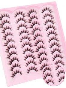 20 Pairs Natural Crossover False Eyelashes,Handmade Lengthened Thick Curly Eyelashes Artificial 3D Fuax MinkEyelashes D Curvature Makeup Tools Hot Sellers For Daily Life, Gift For Christmas - 濃密款 - 查看 4