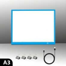 1pc Diamond Painting LED Light Pad, 5D Diamond Painting Art Tool Kit, Extra Large A2 Size/Large A3 Size/Medium A4 Size, Drawing Tracing Light Board, Handcraft LED Light Box, USB Powered, Dimmable Brightness, Flicker-Free Illuminated Surface With Standard Ruler, Suitable For Diamond Painting Art, Sketching, Drawing, Sewing, Sand Art, Oil Painting, Includes Data Cable And 4 Fixing Clips, Ideal For Back To School, Holidays, Birthday Gifts - Multicolor - View 15