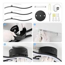 Lámpara de techo LED de arco de tres colores, foco de techo en forma de onda, bajo consumo de energía y alta iluminación, adecuada para sala de estar y cocina. - Negro - Ver 10