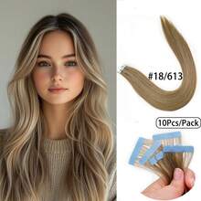 10片/包，50克黑色直发合成接发，无痕隐形，自然黑色，适合发量稀少的女性，打造自然逼真的效果。高品质接发，适合日常佩戴，也适合节日、圣诞节、情人节等各种场合。