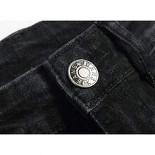 Men's Classic Zipper Biker Regular Fit Flex Jeanhalloween - 255 黑色 - 查看 8