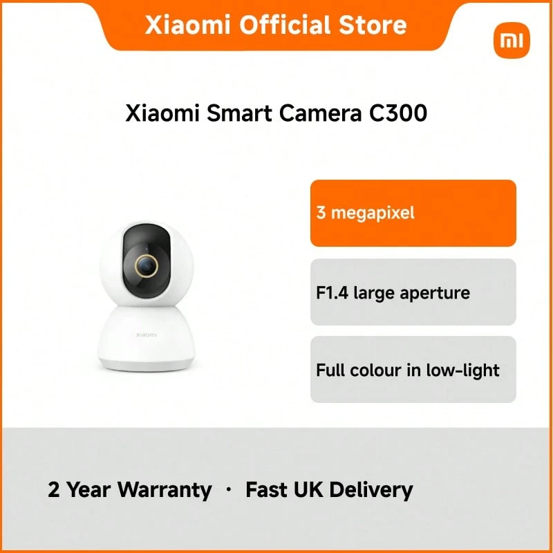 Xiaomi Smart Camera C300 3 Megapixel F1.4 Large Aperture Full Colour In Low-Light Al Human Detection - White - View 1